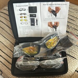 Kemimoto Black and Yellow Motorcycle Glasses Set